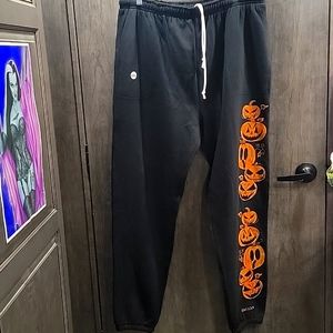 Too Fast Black and Orange Pumpkin Joggers